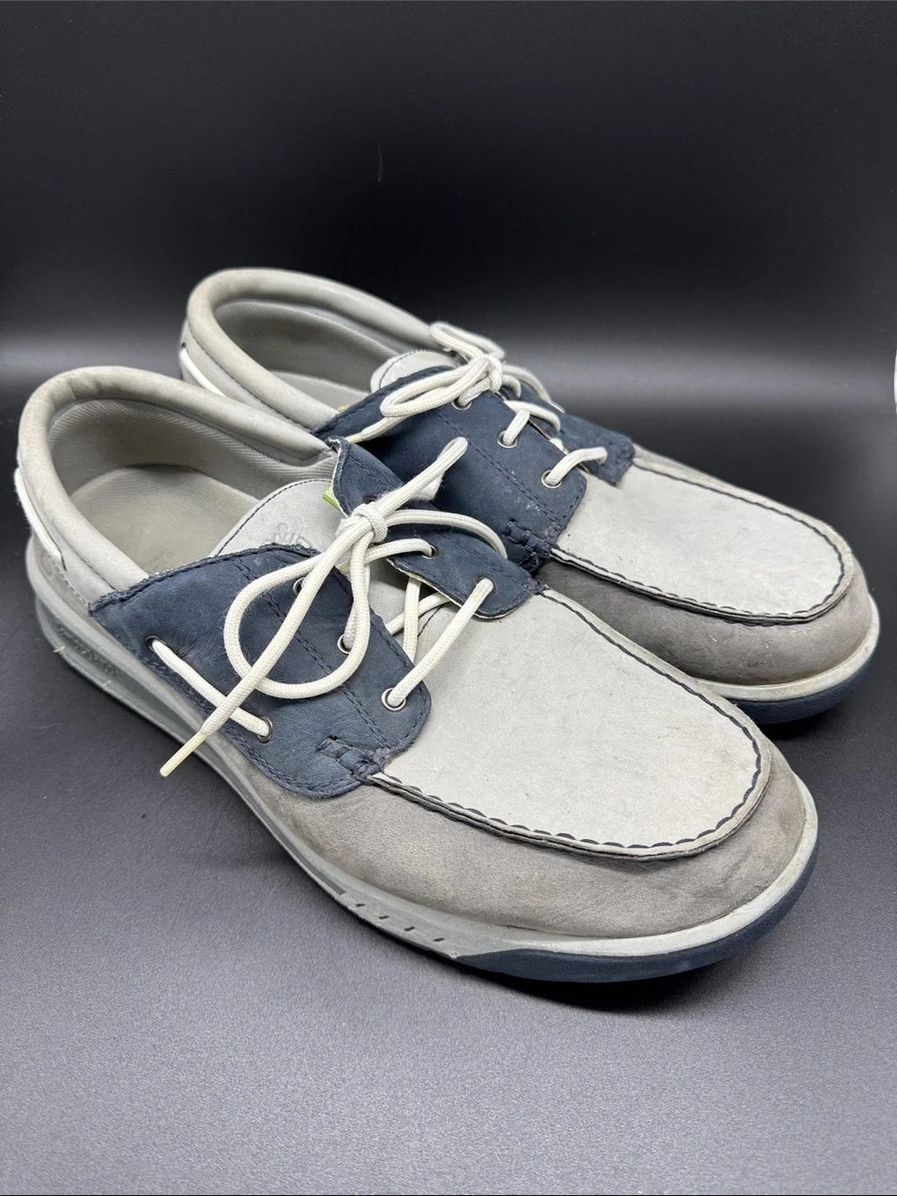 Mens Timberland Gray and Navy Nubuck Boat Shoes Sz 12
